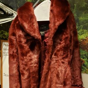 Faux fur burgundy coat